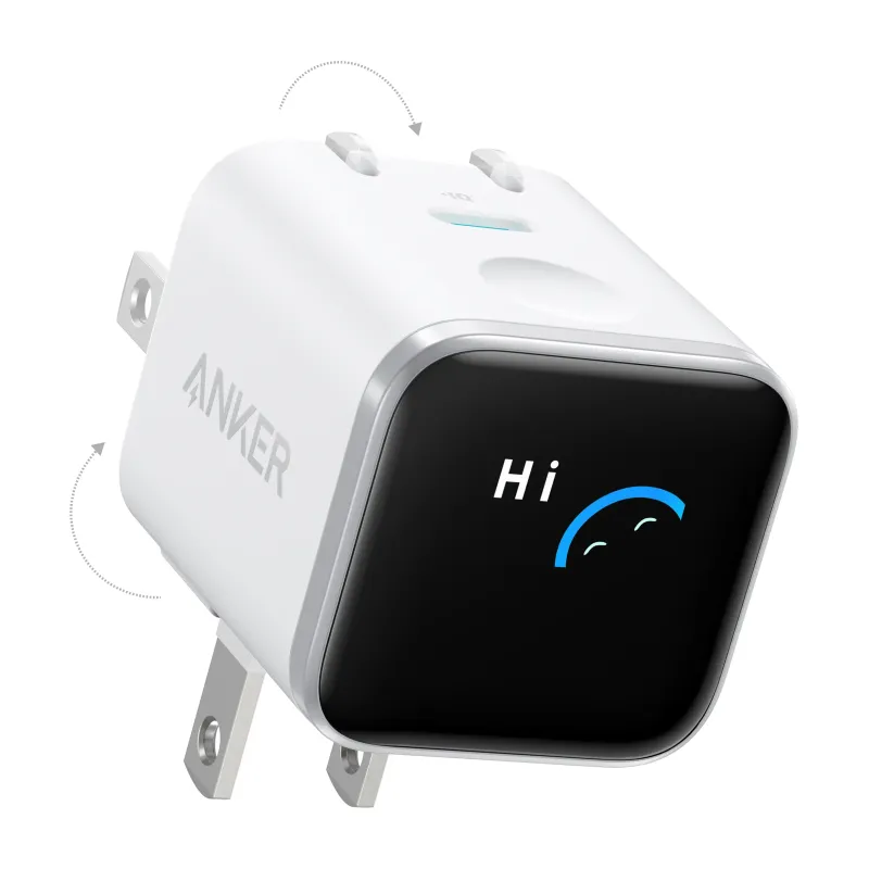 Anker Nano Charger 45W with Smart Display, 180 Foldable Plug (A121D)