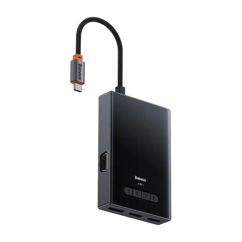 Baseus PioneerJoy 8-in-1 USB-C Hub (Quad Display: 2xHDMI + DP + VGA)