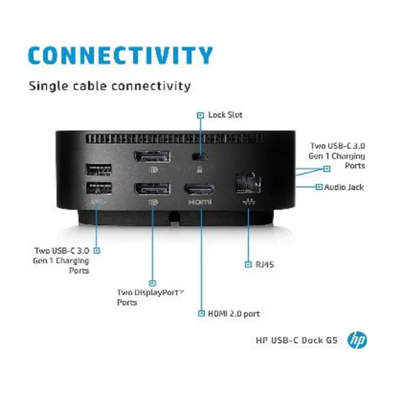 HP 10-in-1 Type-C Dock 4usb+2dp+1hdmi+LAN+3.5mm+ Type-C PD With 120W Adapter
