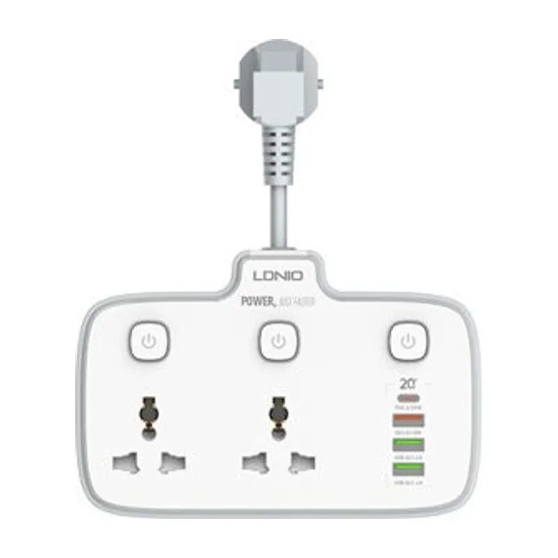 LDNIO SC2413 2-Outlet Power Cube with 4 USB (20W PD)