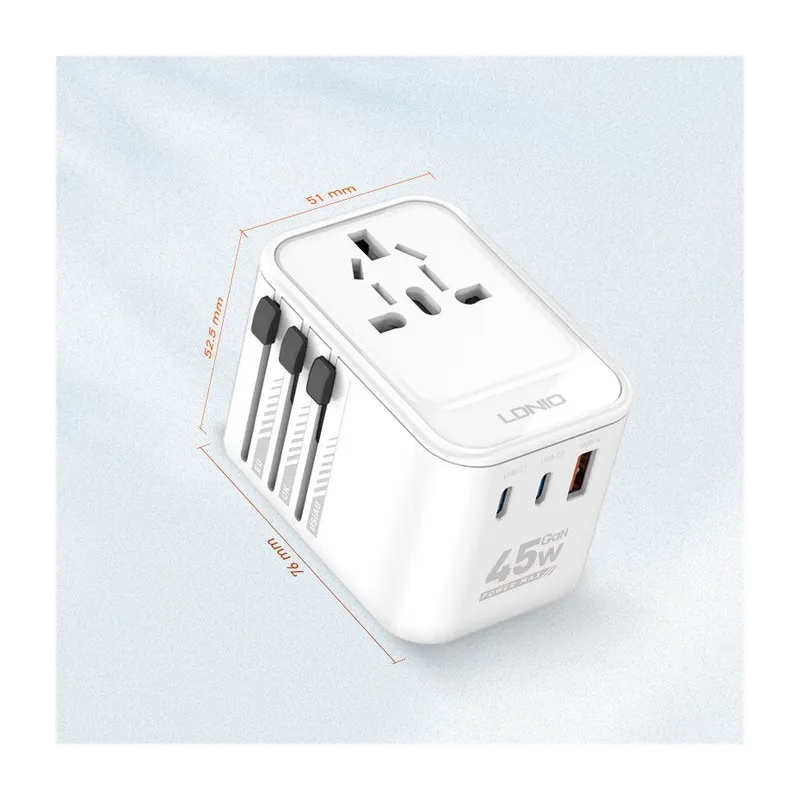LDNIO Z8 45W GaN Universal Travel Adapter (3 USB)