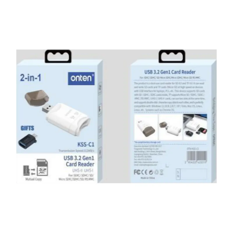 Onten 2-in-1 USB 3.2 Gen1 SD 4.0/TF 4.0)Card Reader