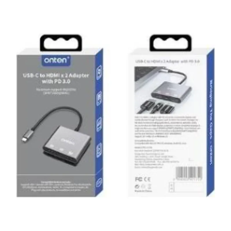 Onten 3-in-1 Type-C To HDMI*2+PD 3.0 (100W)Adapter