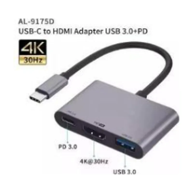 Onten 3-in-1 Type-C To HDMI+USB 3.0+PD 3.0 Adapter, 4K@30Hz