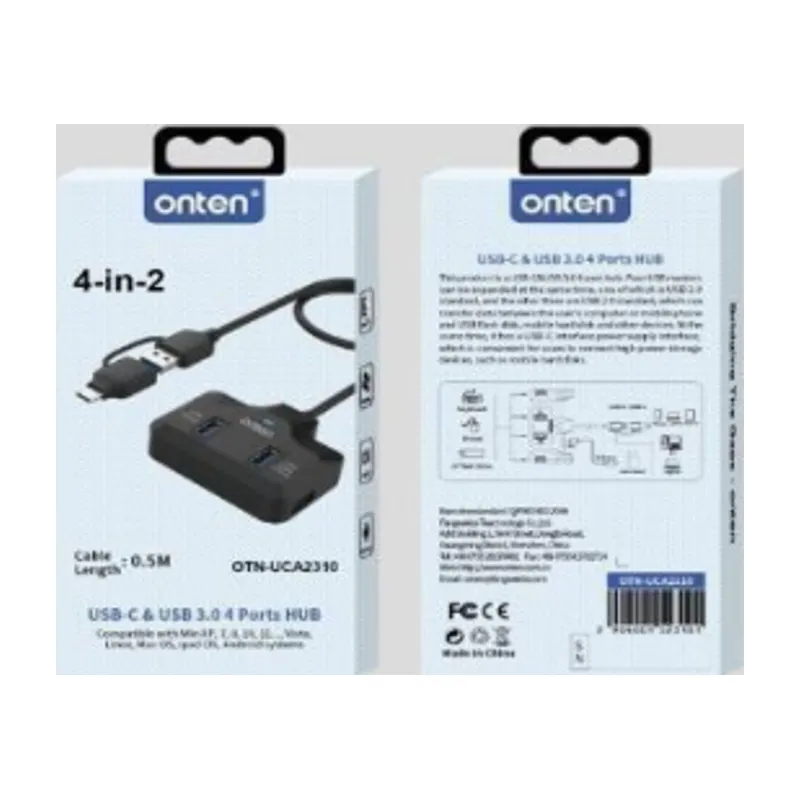 Onten 4-in-2 USB-C & USB 3.0 4 Ports Hub