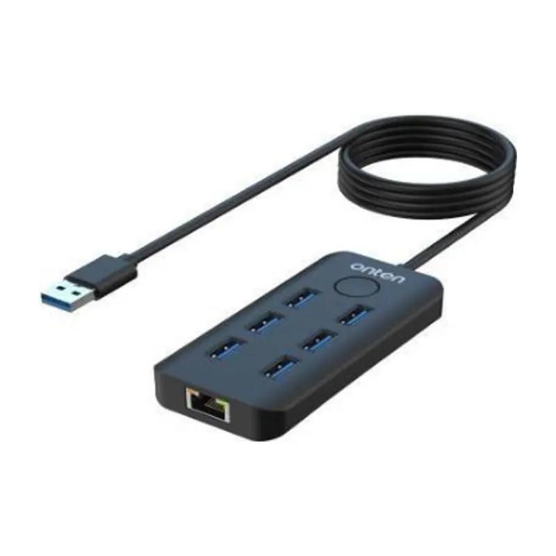 Onten 7-in-1 USB 3.2 Gen 1 To USB 3.0*6+RJ45 Hub With One- Click Lock And Screen