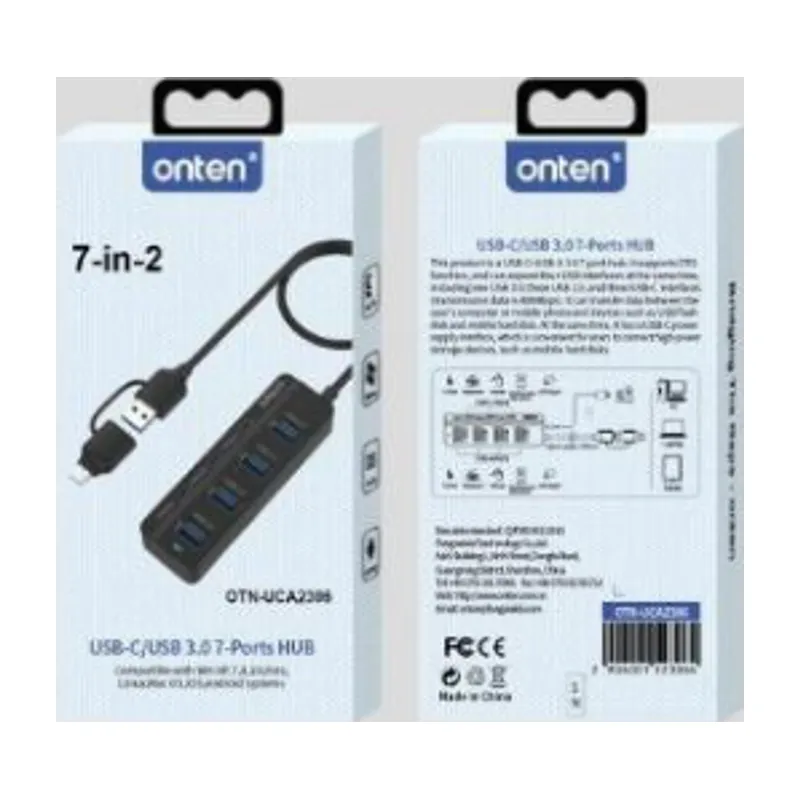 Onten 7-in-2 USB-C/USB 3.0 7-Ports Hub