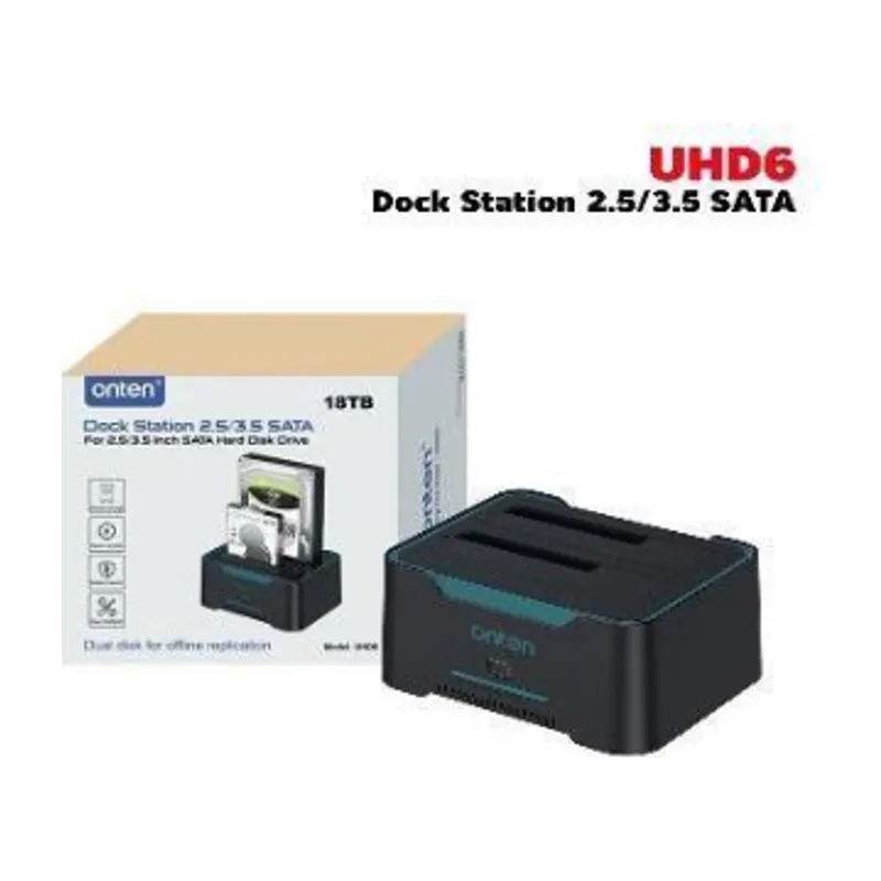 Onten Dual Bay External Hard Drive Docking Station For 2.5/3.5 Inch HDD/SSD Max