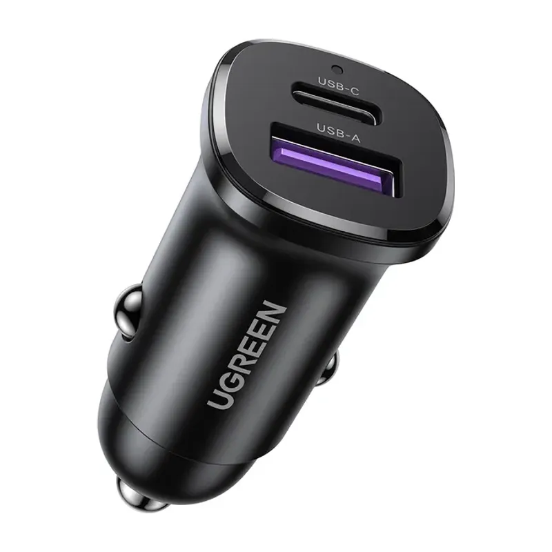 UGREEN 30W Fast Car Charger, USB-C + USB-A (45278)