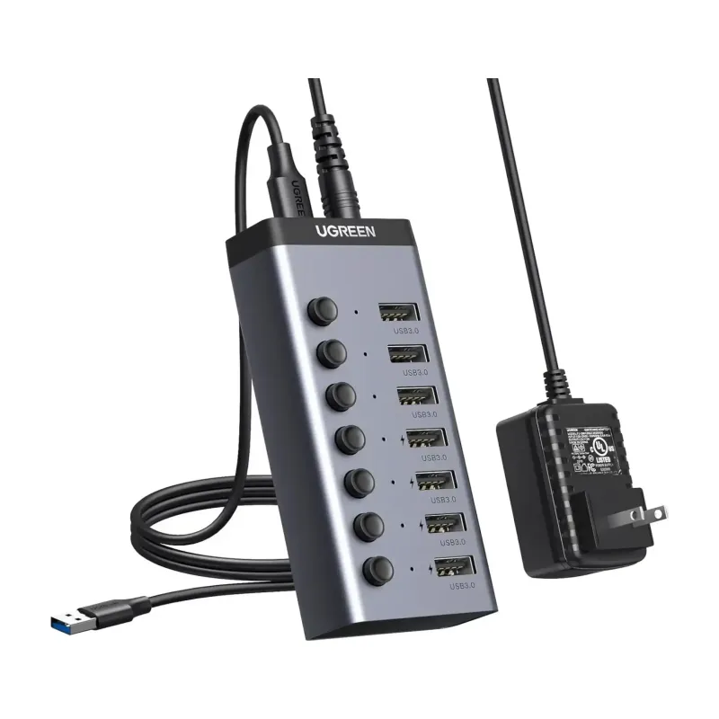 UGREEN 7-Port Powered USB 3.0 Hub with 4 Smart Charging Ports + Adapter (30778)