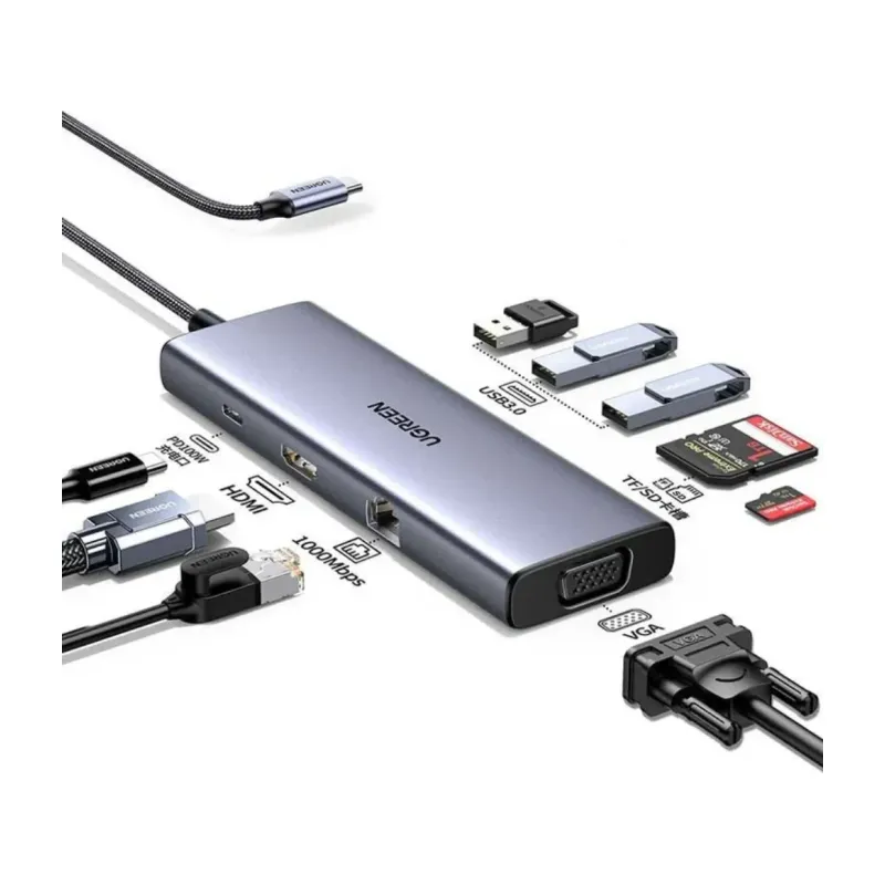 UGREEN 9-in-1 USB-C Hub with 4K HDMI, Ethernet, SD/TF, 100W PD (CM498, 15600)