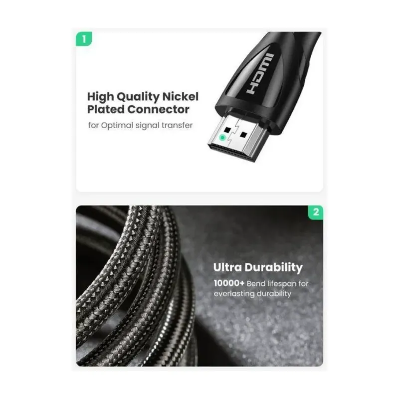 UGREEN HDMI 2.1 Cable 8K@60Hz 48Gbps Braided, 3m (80404)