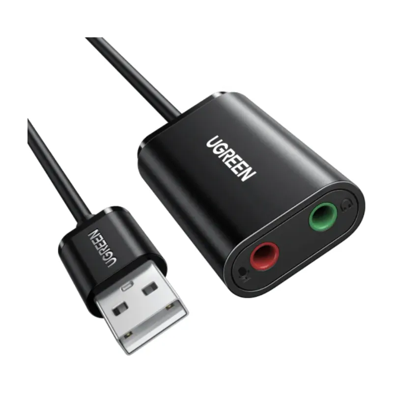 UGREEN USB 2.0 External Stereo Sound Adapter, Black (30724)